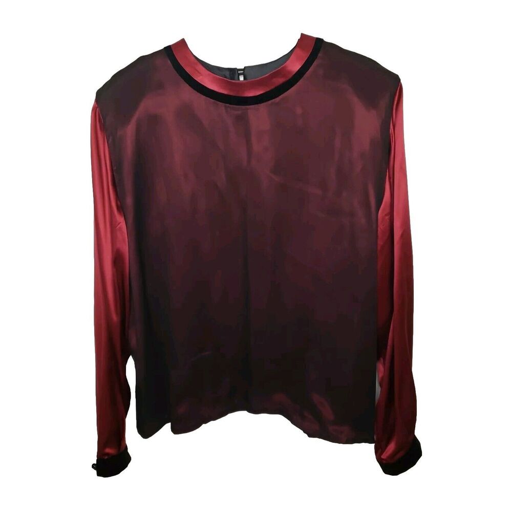Bonnie Durant Burgundy Silk Women's Blouse Size L